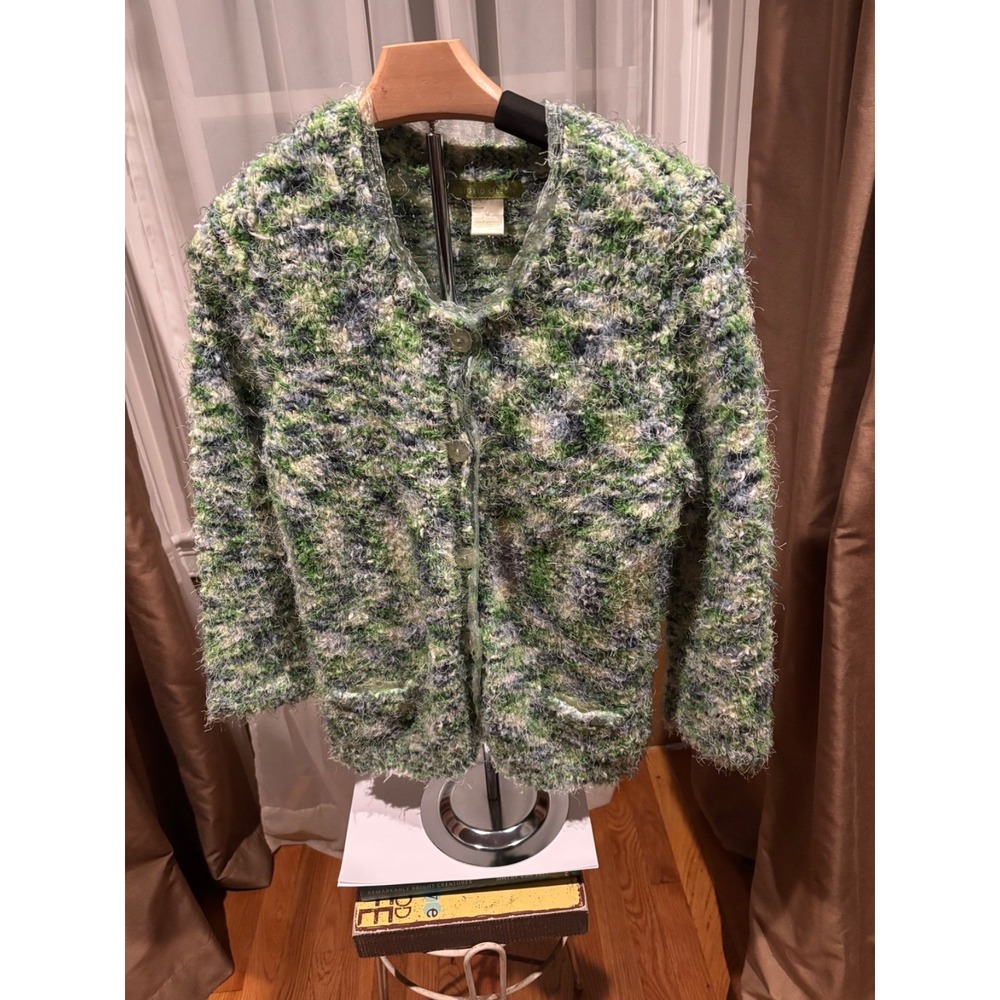 Singrid Ilson Woman's Tweed Blazer Green/Blue with Buttons